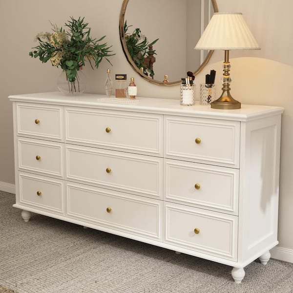 dresser white Kingdely Wooden 9-Drawer 63 in. W, Dresser, Chest of Drawers, Modern European Style 4 drawer Size:36W / XL / 52 EUR loungewear-collection TarfiC Women's Chunky Block Place this rectangular framed