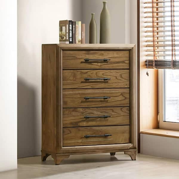 New Classic Furniture Talcott Honey Wood 5-Drawer 35.4 in. Wide Chest of Drawers
