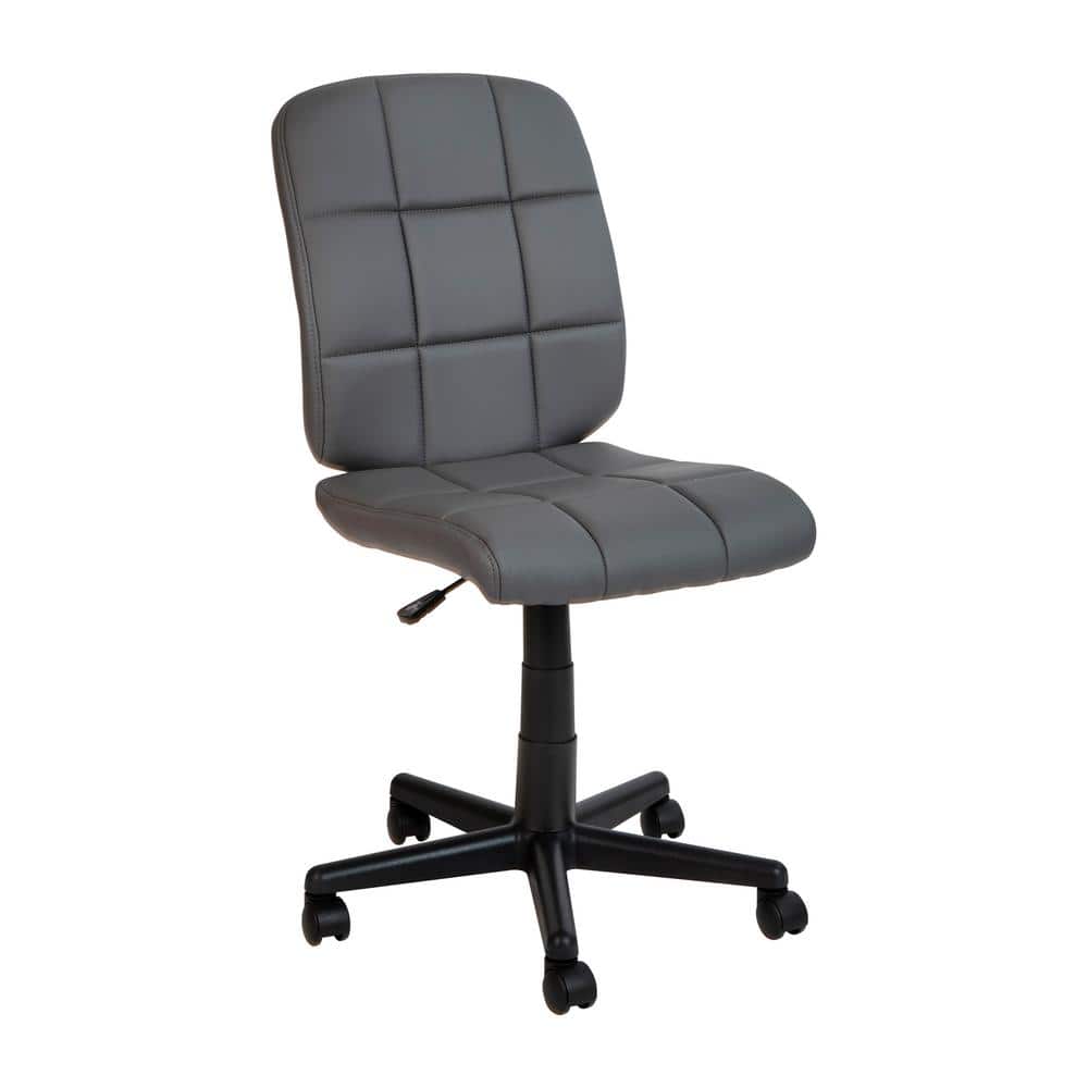 Carnegy Avenue Quilted Vinyl Swivel Task Office Chair in Gray Clayton