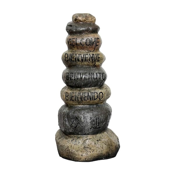 Watnature 32.2 in. H Cement Outdoor Decorative Statues -Multi-Tiered Indoor Ornamental Outdoor Statues for Garden, Patio, Lawn