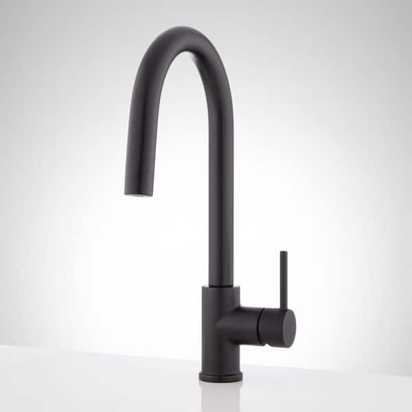 SIGNATURE HARDWARE Ravenel Single Handle Pull Down Sprayer Kitchen Faucet in Matte Black