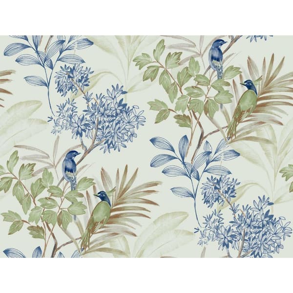 Wild Garden Botanical Drawer Liner / Iris Blue / Peel & Stick 