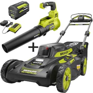 40V Brushless 20 in. Cordless Self-Propelled Walk Behind Lawn Mower and Leaf Blower with 6.0 Ah Battery and Charger