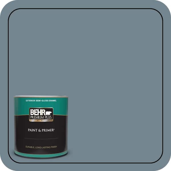 BEHR PREMIUM PLUS 1 qt. #N480-5 Adirondack Blue Semi-Gloss Enamel Exterior Paint & Primer