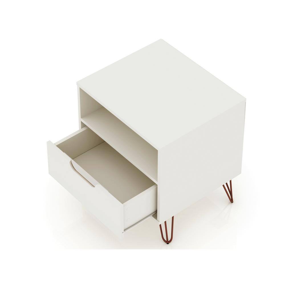 Set of 2 Gray Hairpin Leg 1-Drawer Nightstands