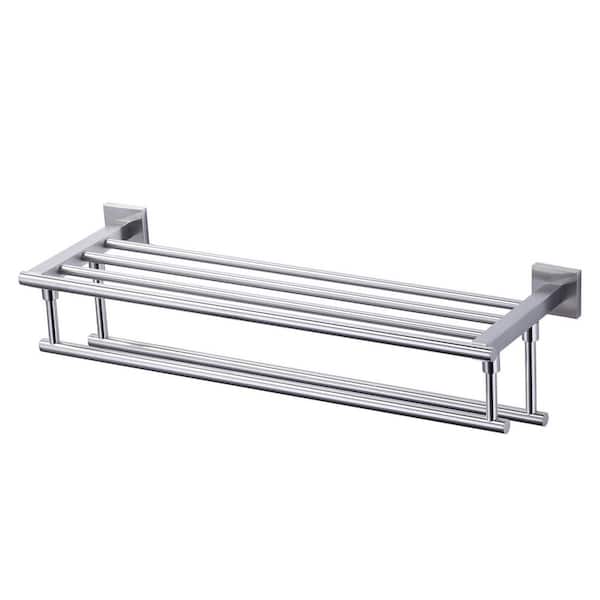 24 in. Wall Mounted Double Towel Bar in Brushed Nickel