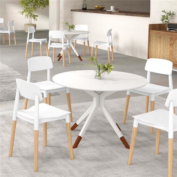 Costway White Beech Ergonomic Dining Chairs Set of 4