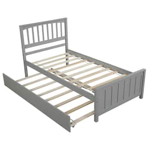 Viveros Gray Twin Size Platform Bed with Trundle