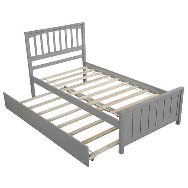 Qualler Viveros Gray Twin Size Platform Bed with Trundle