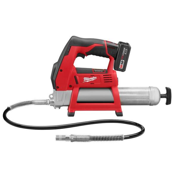 Milwaukee M12 12V Lithium-Ion Cordless Grease Gun with M12 6.0 Ah Battery  Pack 2446-21XC-48-11-2460 - The Home Depot