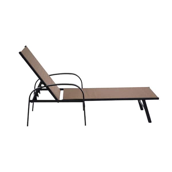 Unbranded Taupe Metal Outdoor Patio Chaise Lounge Chair