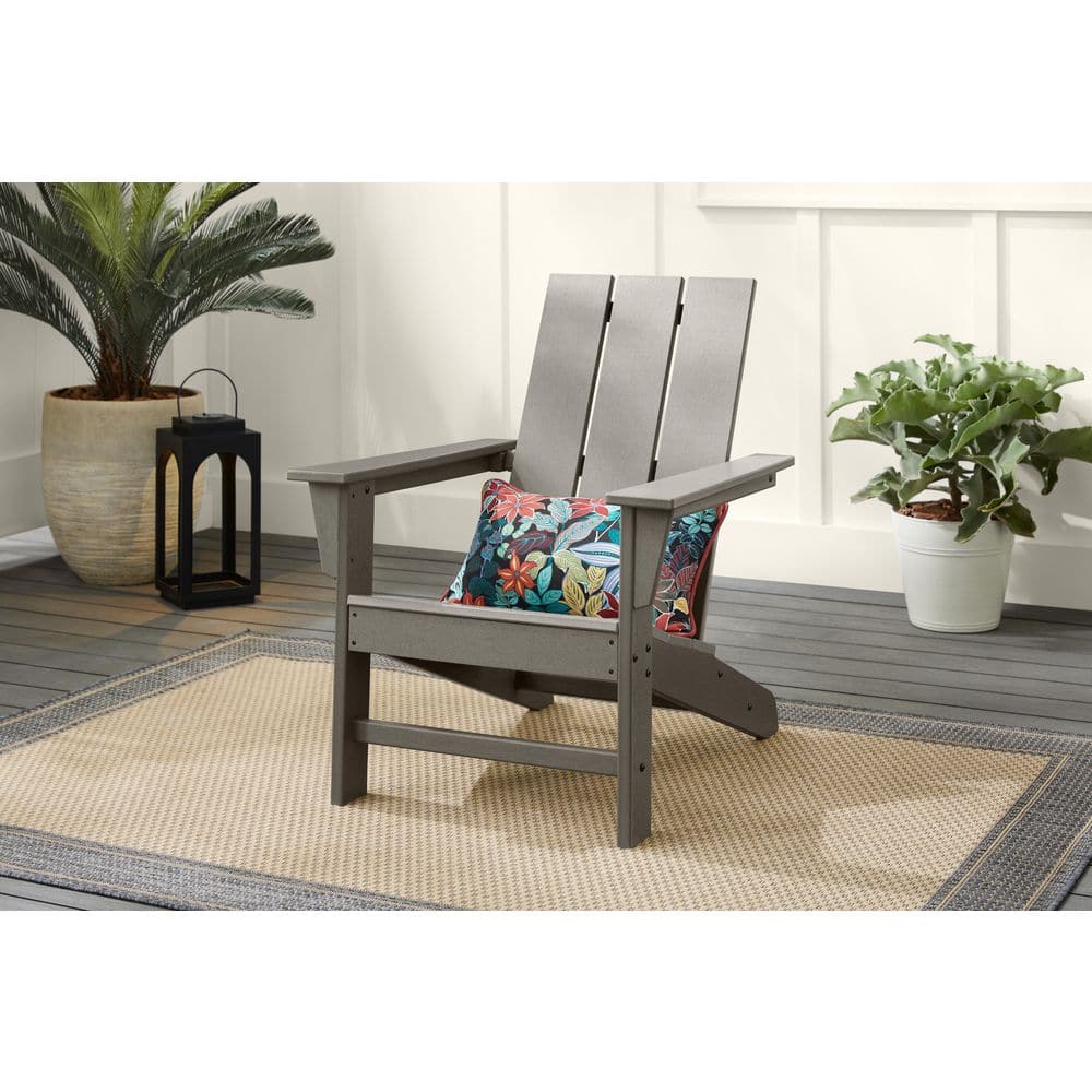 Hampton Bay Autumn Glen HDPE All-Weather Adirondack Chair Gray