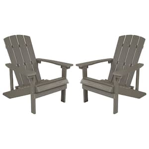Highbacked Gray Faux Wood Resin Outdoor Lounge Chair (2-Pack)