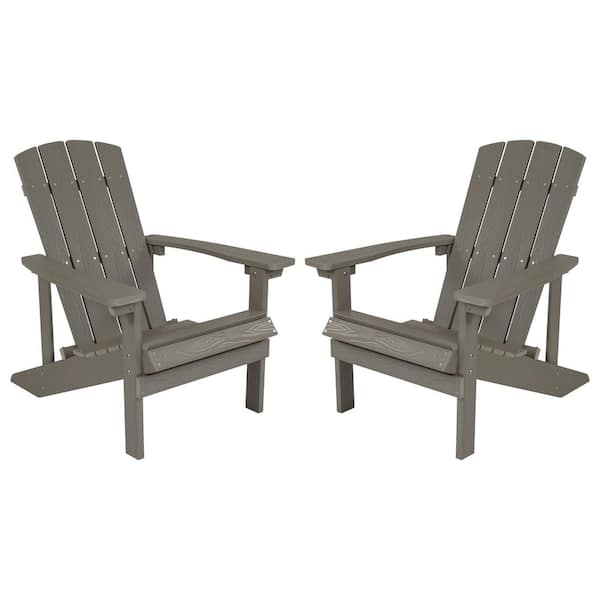 Carnegy Avenue Highbacked Gray Faux Wood Resin Outdoor Lounge Chair (2-Pack)