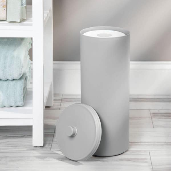 Dracelo Plastic Floor Stand 3-Roll Space-Saving Toilet Tissue Holder with  Cover for Bathroom Corner in. White B01LWIU5EN - The Home Depot
