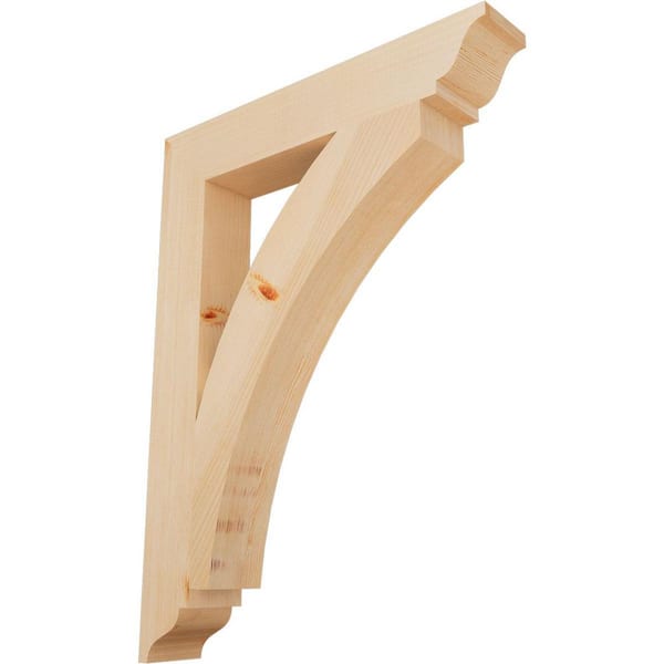 Ekena Millwork 3.5 in. x 32 in. x 24 in. Douglas Fir Thorton Traditional Smooth Bracket