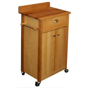 Natural Wood Kitchen Cart with Towel Rack