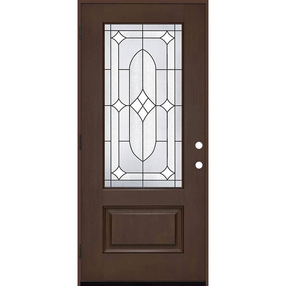 Regency 36 in. x 80 in. 3/4L Axis Glass RHOS Hickory Stain Fiberglass Prehung Front Door with 6-9/16 Jamb price history on PriceWatchPro