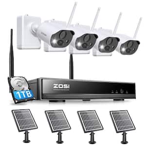 8-Channel 3MP 2K Wi-Fi 1TB Outdoor Security Camera System with 4-Wireless Cameras, Color Night Vision