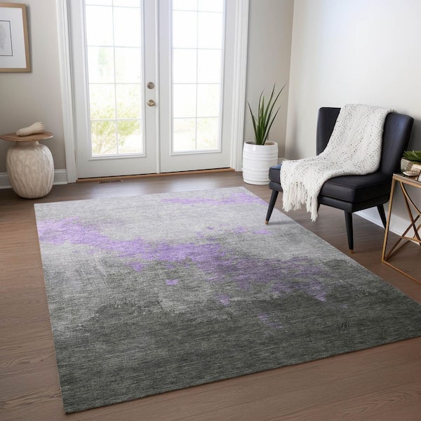 Chantille Machine Washable Indoor/Outdoor Abstract ACN1881 Lavender 8 ft. x 10 ft. Accent Rug