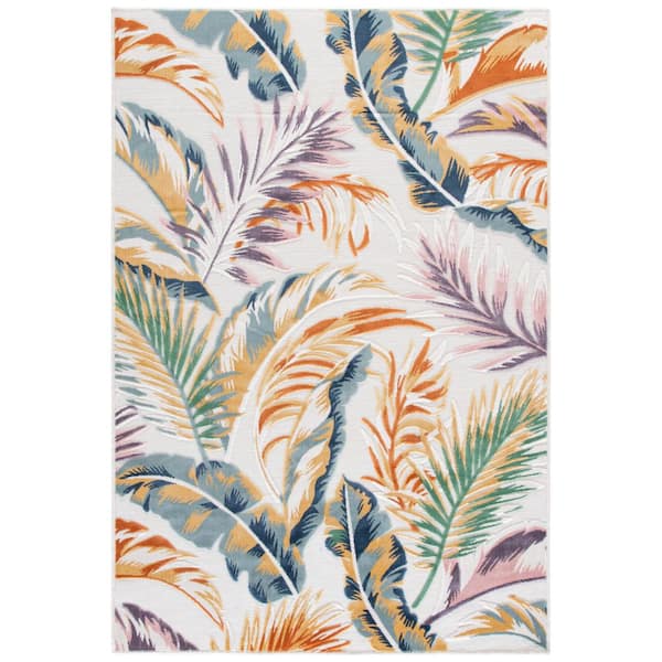 Cabana 6 x 10 Ivory/Multi Leaf Area Rug