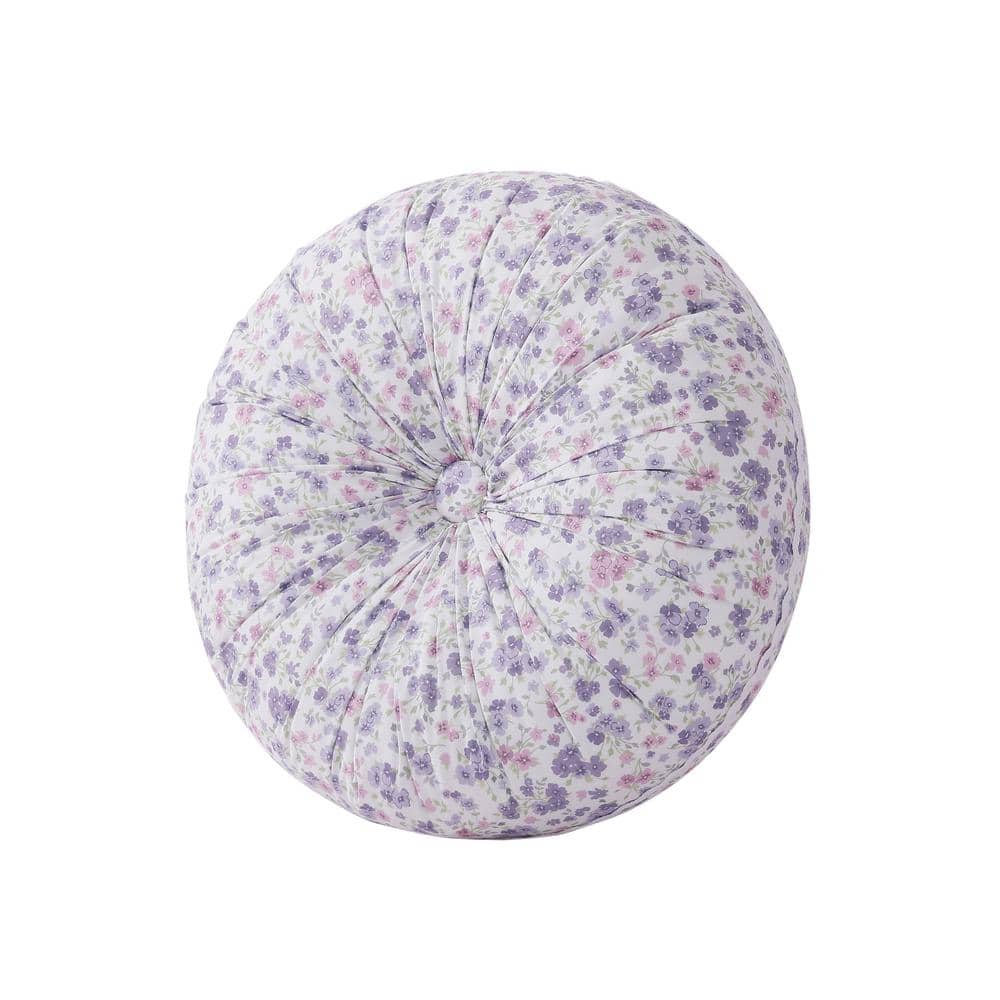 Nola Lilac Polyester Floral Round Decorative Throw Pillow 15 in. L x 15 in.