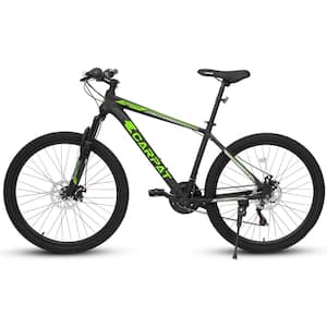 26 in. Green Steel Mountain Bike with 21-Speed Shock Absorbing Front Fork for Adult