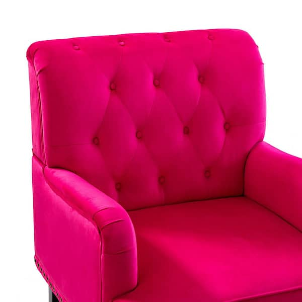 JAYDEN CREATION Enrica Fuchsia Tufted Comfy Velvet Armchair with