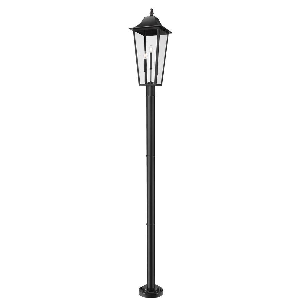 Gannon 3-Light Black Stainless Steel Hardwired Outdoor Marine Grade Post-Li