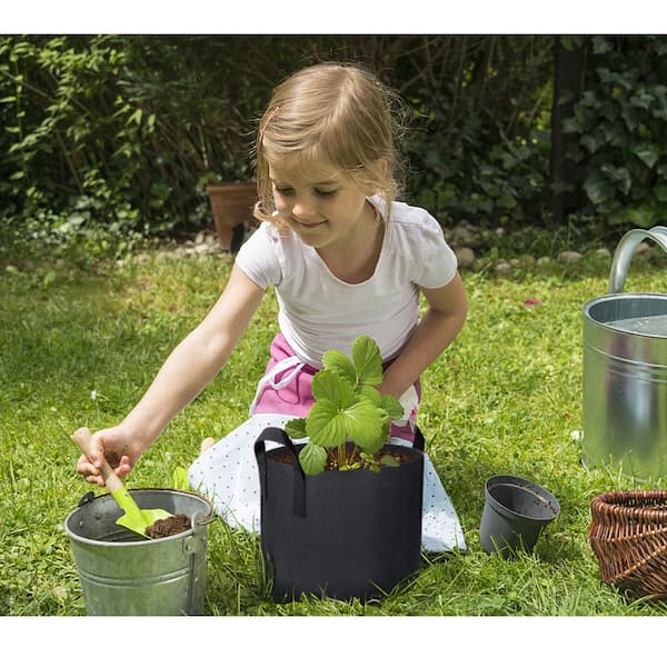 HIDBEA Gal. Black Fabric Containers and Pots Planter KP-SZD-5GAL-6P - The Home Depot