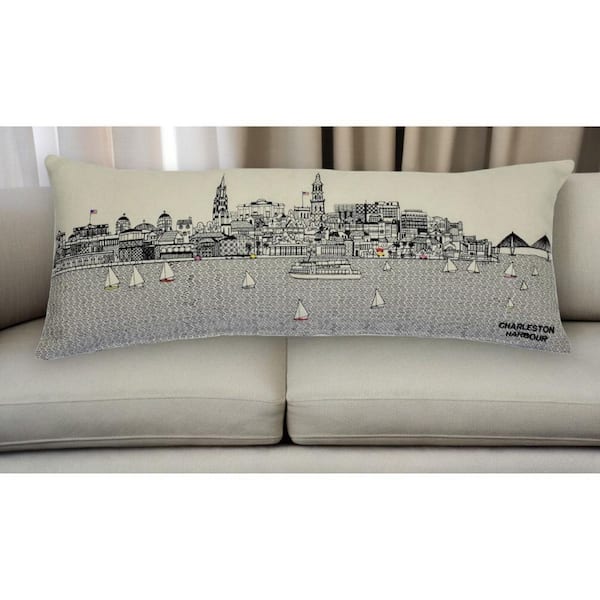Cream Solid Polyester 14 in. x 24 in. Throw Pillow