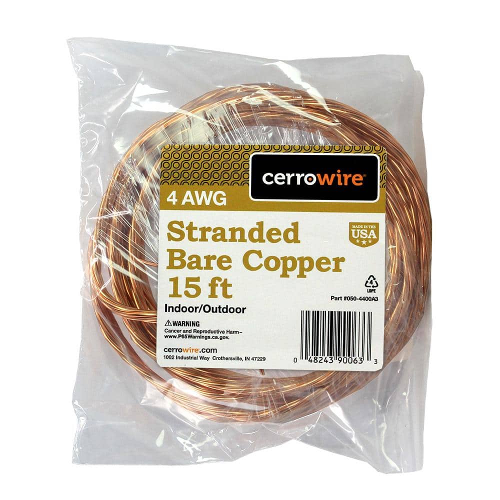 Cerrowire 15 ft. 6-Gauge Solid SD Bare Copper Grounding Wire 050-2200A3 -  The Home Depot