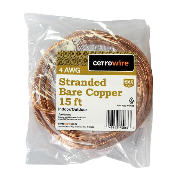 Cerrowire 15 ft. 4-Gauge Stranded SD Bare Copper Grounding Wire