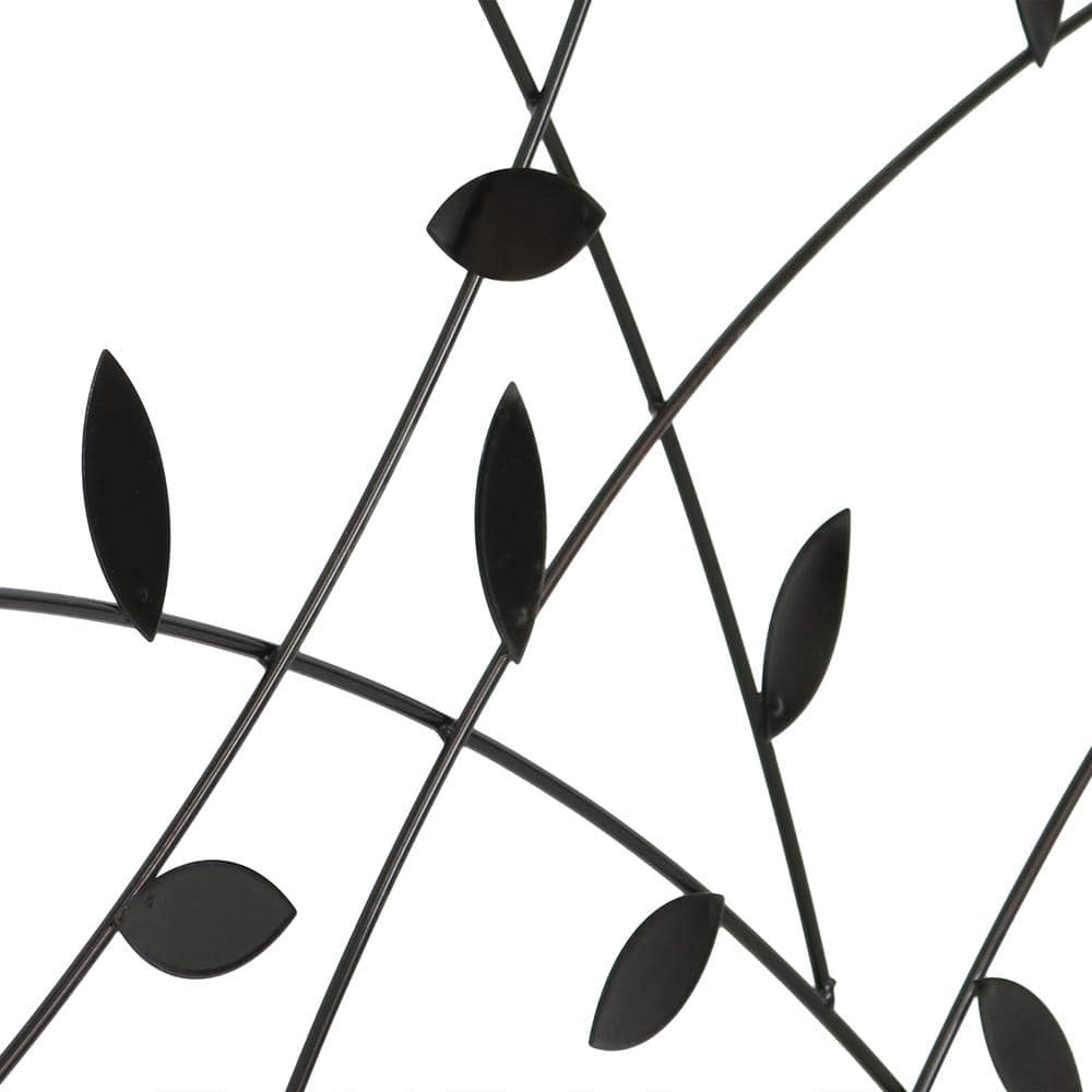 Modern Black Steel Leaves and Vines Garden Fence Panels Set