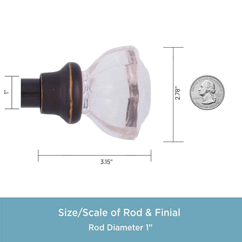 Bronze Adjustable Curtain Rod with Acrylic Finials