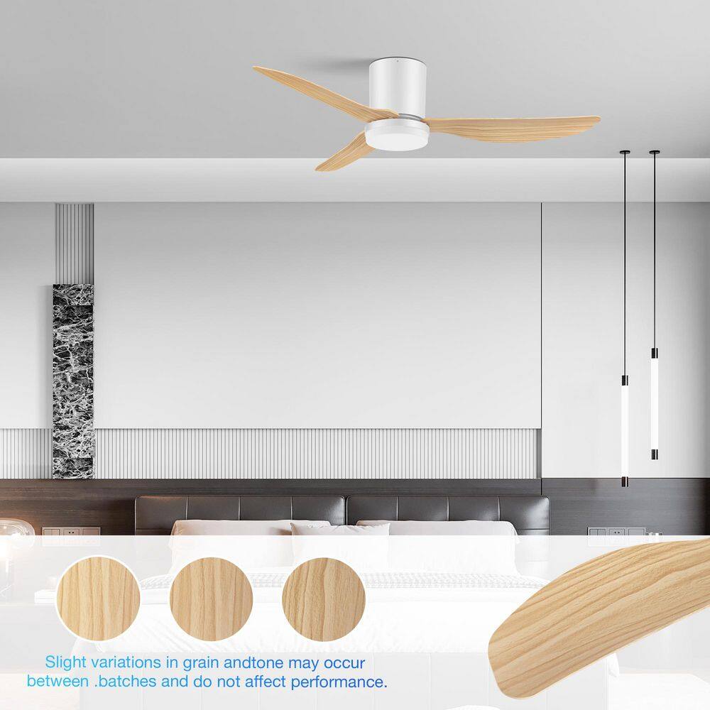 42 in. Smart White Brown Flush Mount Outdoor Indoor Ceiling Fan with LED Light Remote/Voice/App 6 Speeds Quiet Dimmable price history on PriceWatchPro