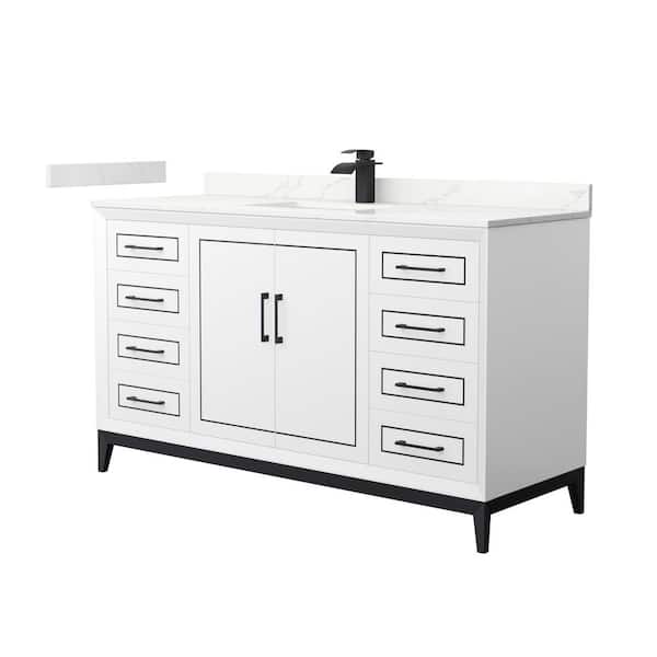 Marlena 60 in. W x 22 in. D x 35.25 in. H Single Bath Vanity in White with Giotto Quartz Top