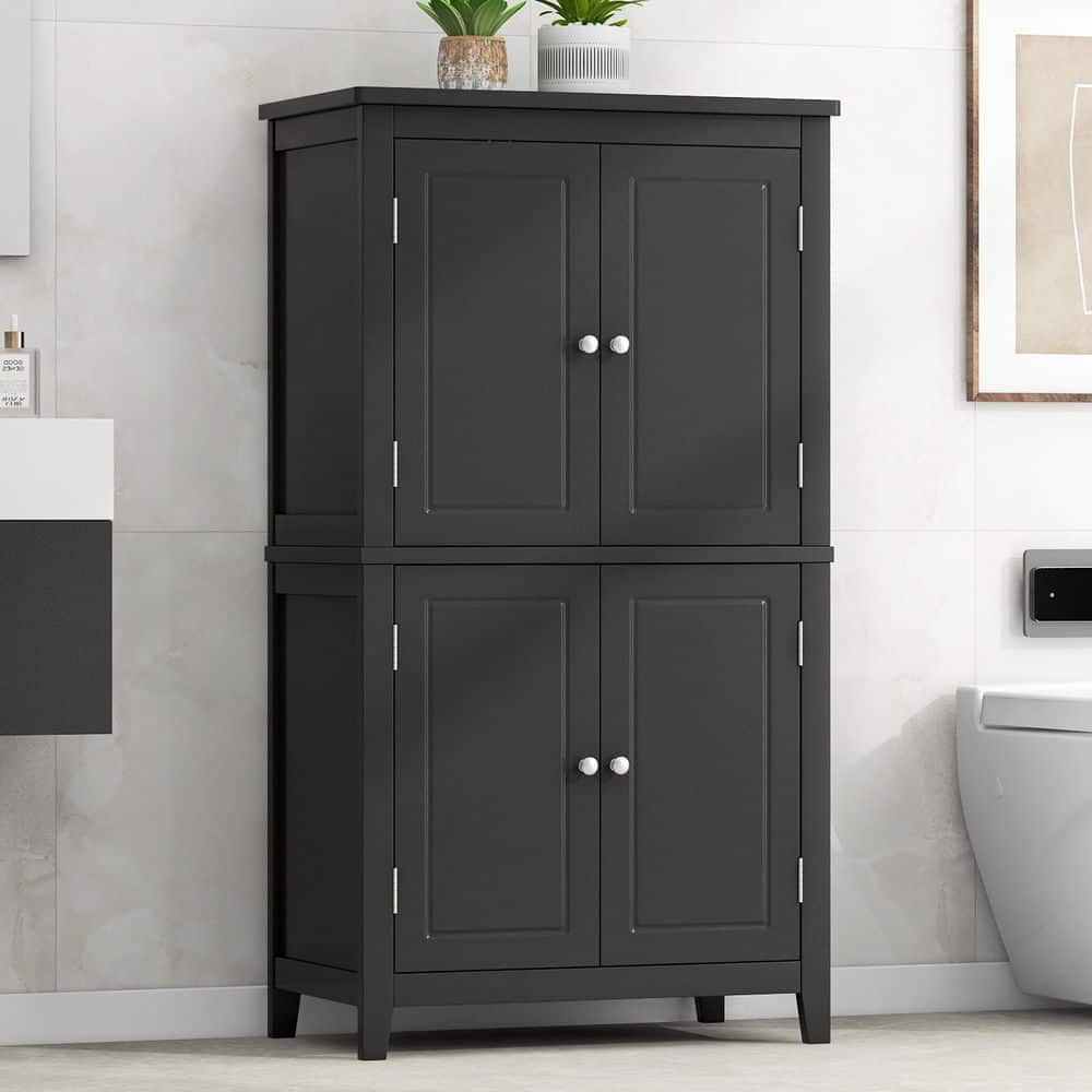 XUJMK 24 in. W x 12 in. D x 43 in. H Black Linen Cabinet