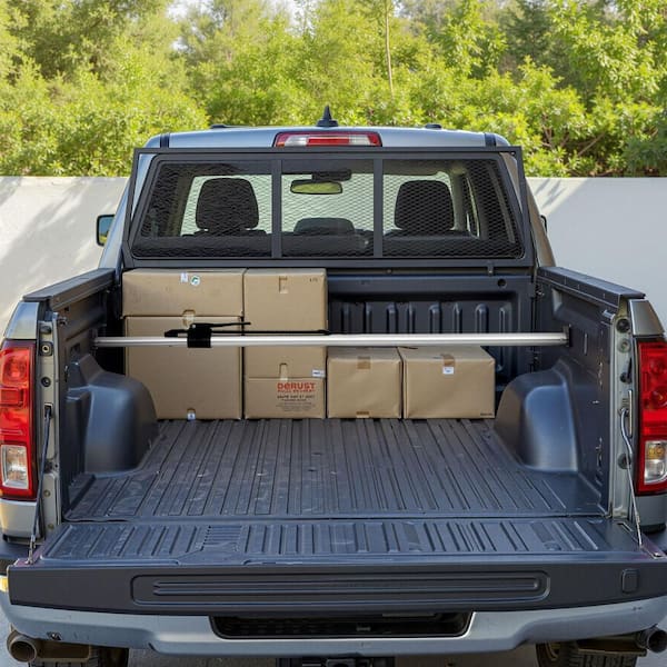 Cargo Bar, Ratcheting Cargo Bar Adjustable from 59 in. to 73 in., Heavy-duty Steel Cargos Stabilizer with Foot Pads