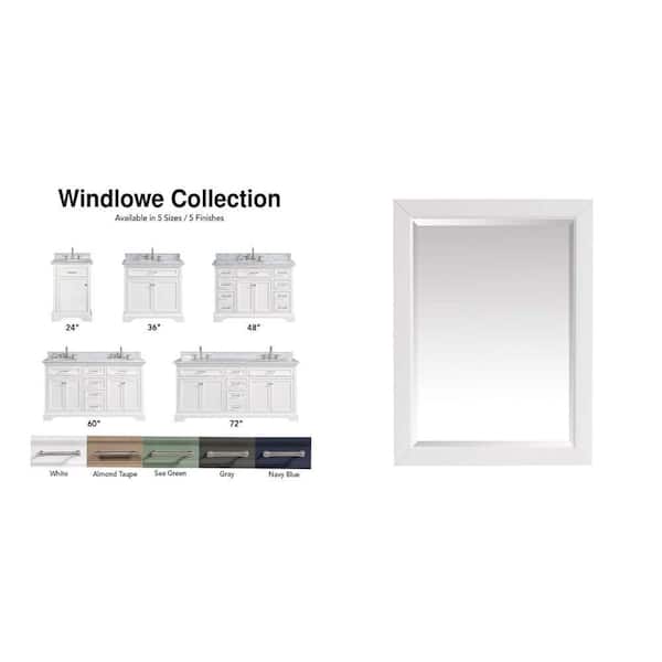 Windlowe 61 in. Double Sink Vanity with Marble Top and 24 in. Mirror