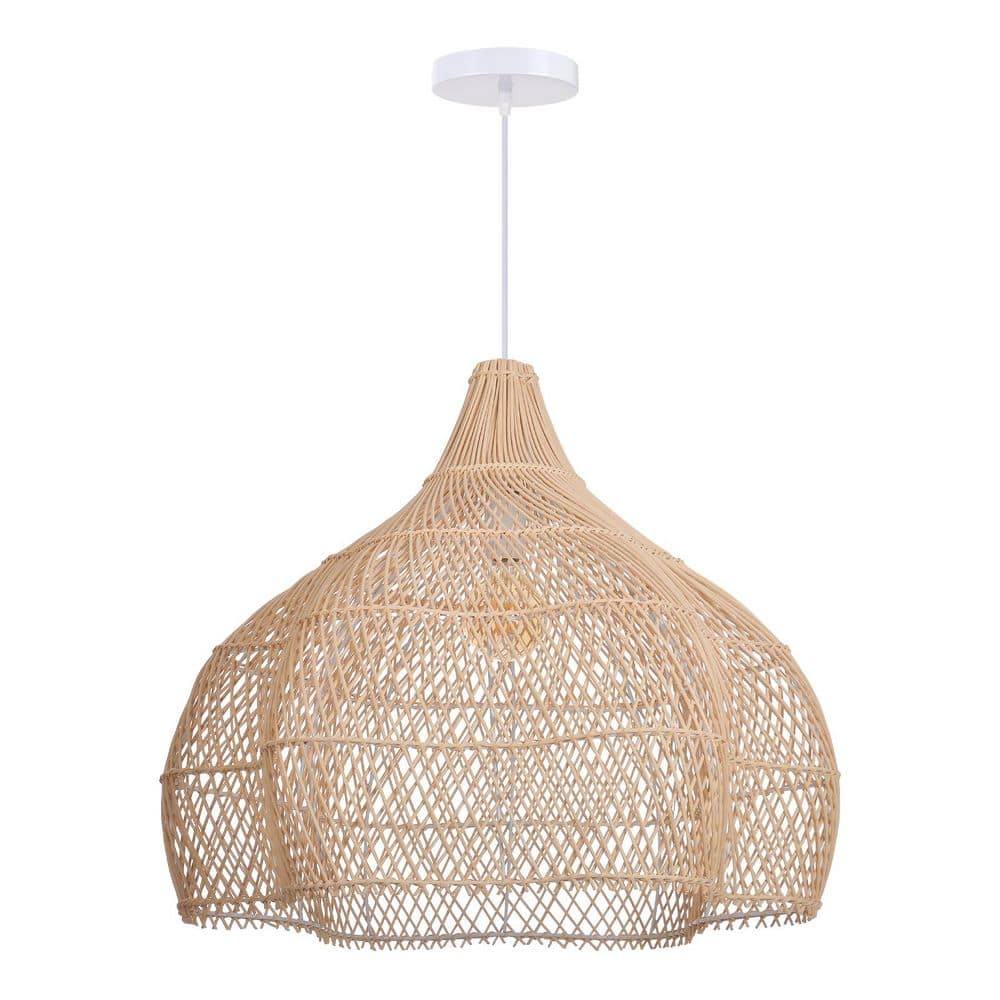 60-Watt 1-Light Natural Handwoven Rattan Pendant Light with Teardrop Shade, No Bulbs Included, 20 in. price history on PriceWatchPro