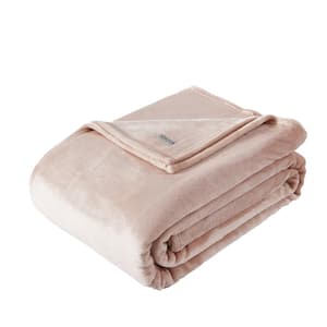 Reaction Solid Ultra Soft Plush 1-Piece Pink Microfiber Twin Blanket