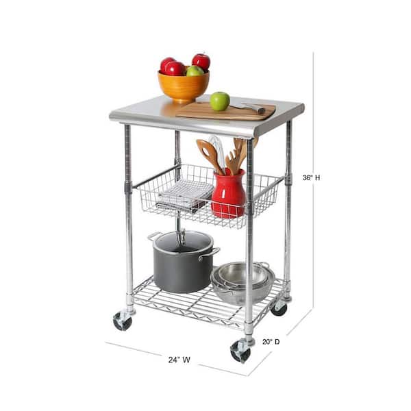 Seville Classics Stainless Steel, Stainless Steel Kitchen Prep Table Home Depot