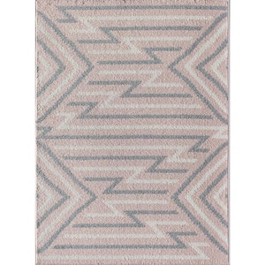 Mika Strawberry Milk Pink 9 ft. x 12 ft. Geometric Contemporary Area Rug