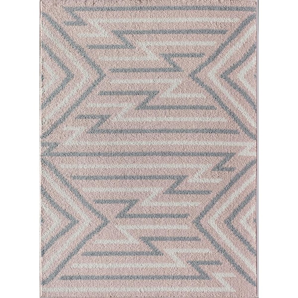 Rugs America Mika Strawberry Milk Pink 9 ft. x 12 ft. Geometric Contemporary Area Rug