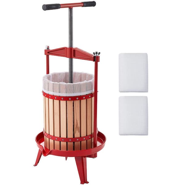 Manual Fruit and Wine Press, 4.75Gal/18L Juice Extractor, Durable Beech Wood Basket, Juicer with 2 Filter Bags