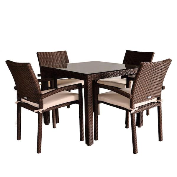 Atlantic Contemporary Lifestyle Liberty 5-Piece Patio Dining Set with Beige Cushions