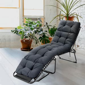 22 in. x 29 in. Outdoor Lounge Chair Cushion Indoor Outdoor Black