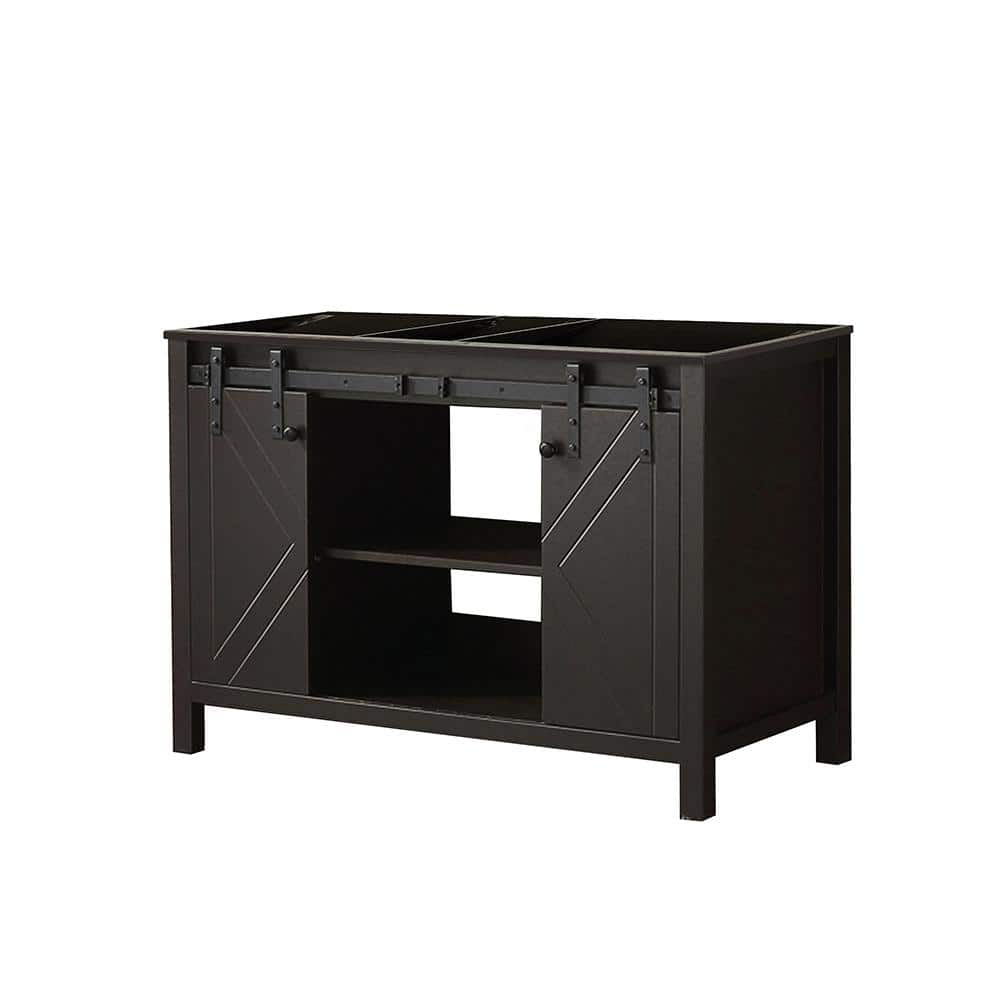 Marsyas 48" Brown Freestanding Vanity Cabinet with Barn Doors