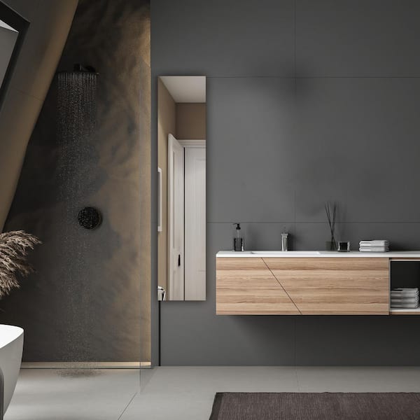 Royale 15 in. W x 70 in. H Rectangular Medicine Cabinet with Mirror Defogger, Removable 3X Magnifying Mirror, Left Hinge